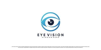 Eye vision logo design template with circle concept and creative element Premium Vector