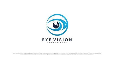 plantilla de diseño de logotipo de visión ocular con concepto de círculo y vector premium de elemento creativo