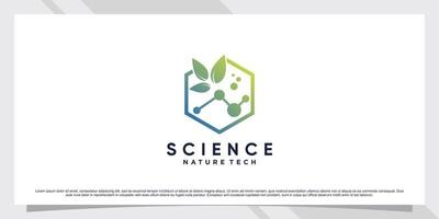Science molecule logo design for technology with leaf and shape concept vector