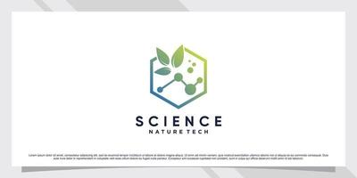 Science molecule logo design for technology with leaf and shape concept vector