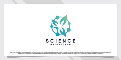 Science molecule logo design for technology with leaf and shape concept vector