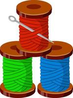 Coil and a skein of red thread. vector