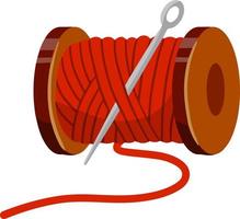 Coil and a skein of red thread. vector