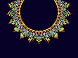 Geometric ethnic oriental pattern. Necklace embroidery design for textile, fashion woman, background, wallpaper, clothing and wrapping. Vector illustration. Pro Vector