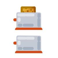 Toaster. A set of kitchen electrical appliances. Fried bread. Element of the kitchen. Food preparation. Flat cartoon illustration isolated on white vector