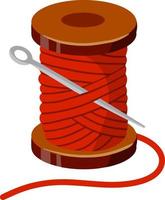 Coil and a skein of red thread. vector