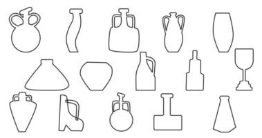 outline vases icons set isolated vector illustration