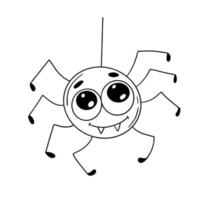 Smiling Spider in doodle style. Hand drawn Halloween element. Simple design for holiday celebration. vector