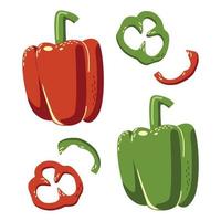 Red and green sweet peppers vector