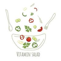 Vitamin salad of fresh vegetables and herbs vector