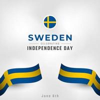 feliz día de la independencia de suecia 6 de junio celebración vector diseño ilustración. plantilla para poster, pancarta, publicidad, tarjeta de felicitación o elemento de diseño de impresión