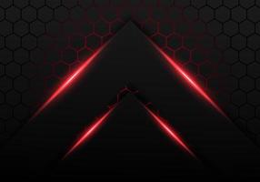 Abstract Dark Grey Metallic Overlap Red Light Hexagon Design Modern Luxury Futuristic Technology Background vector