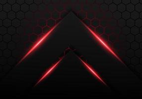 Abstract Dark Grey Metallic Overlap Red Light Hexagon Design Modern Luxury Futuristic Technology Background vector