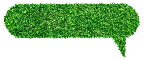 bocadillo de diálogo de hierba verde, aislado en fondo blanco foto