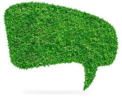 Green grass Speech Bubble, isolated on white background photo