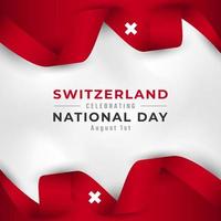 feliz día nacional de suiza 1 de agosto celebración ilustración de diseño vectorial. plantilla para poster, pancarta, publicidad, tarjeta de felicitación o elemento de diseño de impresión vector