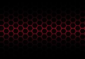 línea hexagonal de luz roja abstracta en fondo futurista de lujo moderno gris vector