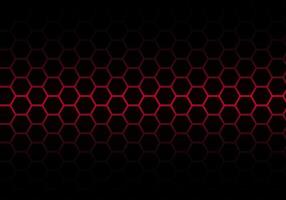 Abstract Red Light Hexagon Line in Grey Modern Luxury Futuristic Background vector