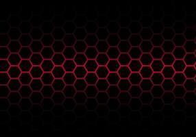 Abstract Red Light Hexagon Line in Grey Modern Luxury Futuristic Background vector