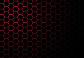 Abstract Red Light Hexagon Line in Grey Modern Luxury Futuristic Background vector