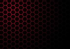 Abstract Red Light Hexagon Line in Grey Modern Luxury Futuristic Background vector
