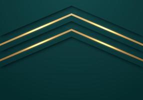 las líneas doradas brillantes abstractas se superponen en diagonal lujoso fondo verde oscuro con espacio de copia para texto vector