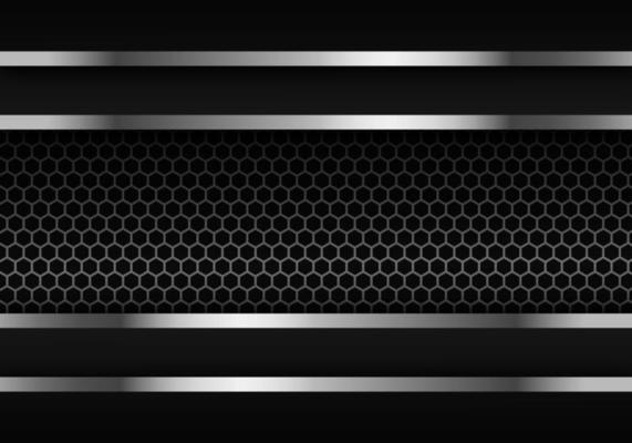 Abstract Dark Carbon Fiber Texture and Metal Lines Chromium on Metallic Hexagon Modern Technology Design Background