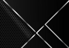 Abstract Dark Carbon Fiber Texture and Metal Lines Chromium on Metallic Hexagon Modern Technology Design Background vector