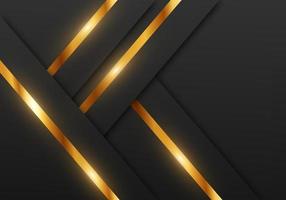 Abstract Premium Black Geometric Overlap Layers with Stripe Golden Line Luxury Style on Dark Background with Copy Space vector