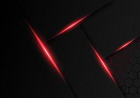 Abstract Dark Grey Metallic Overlap Red Light Hexagon Design Modern Luxury Futuristic Technology Background vector