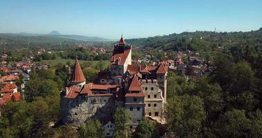 Aerial View to the Bran Dracula Castle in Brasov, Romania video
