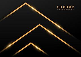 Abstract Premium Black Geometric Overlap Layers with Stripe Golden Line Luxury Style on Dark Background with Copy Space vector