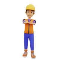 3D Character male construction worker png