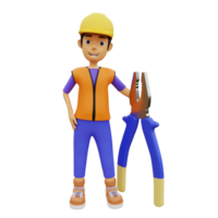 3D Character male construction worker pliers3D Character male construction worker pliers png