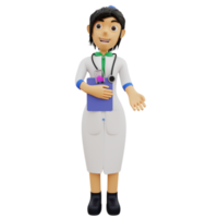 3D Character female doctor is presenting png