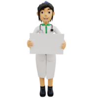 3D karaktär kvinnlig läkare är whiteboard png