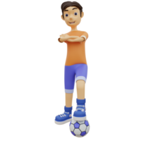 3D-personage is aan het voetballen png