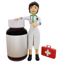 3D Character female doctor showing medicine png