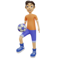 3D-personage is aan het voetballen png