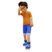 personaje 3d posando mareado png