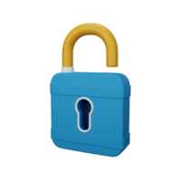 3d rendering open padlock isolated useful for user interface, apps and web design illustration png