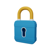 3d rendering padlock isolated useful for user interface, apps and web design illustration png