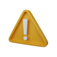 3d rendering caution sign isolated useful for user interface, apps and web design illustration png
