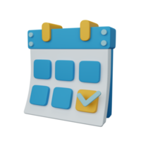 3D-renderingkalender geïsoleerd nuttig voor gebruikersinterface, apps en webontwerpillustratie png