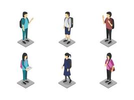 Isometric Student Elements vector