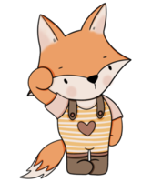 personagem de design de desenho animado de raposa fofa png