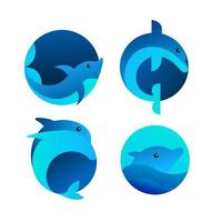 Dolphin Sea Animal Circle Logo Set vector