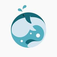 Whale Big Fish Logo Icon vector