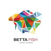 Betta hobby fish low poly polygonal template design vector