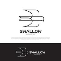 Swallow logo icon mono line design vector